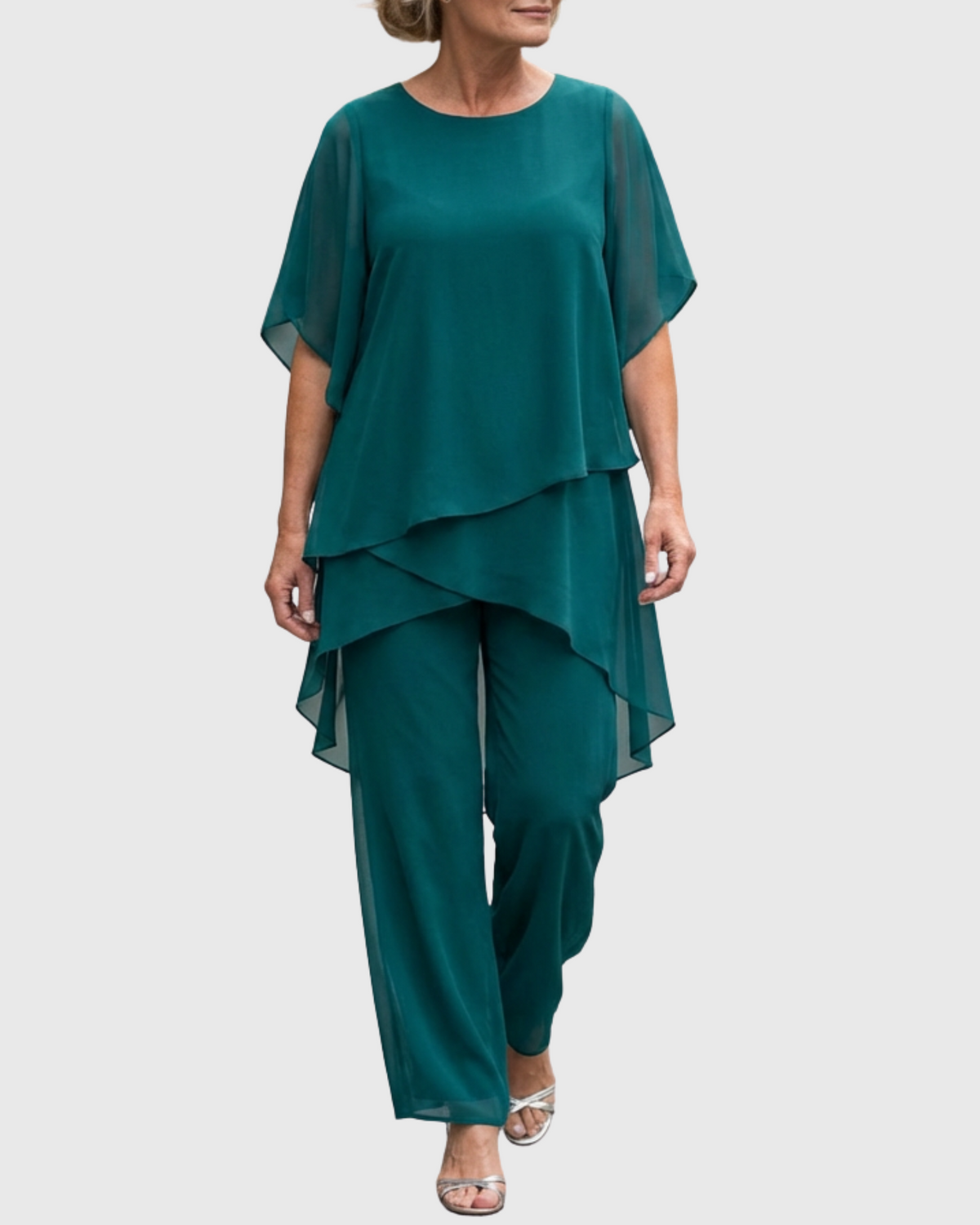 Conjunto de fiesta mujer blusa de gasa y pantalón ancho