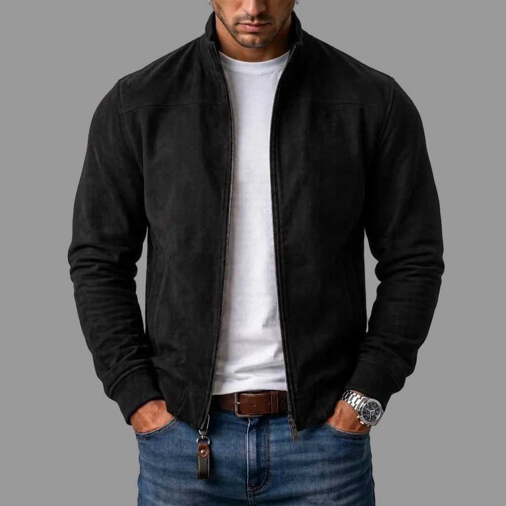 Bomber efecto ante hombre con detalles acanalados