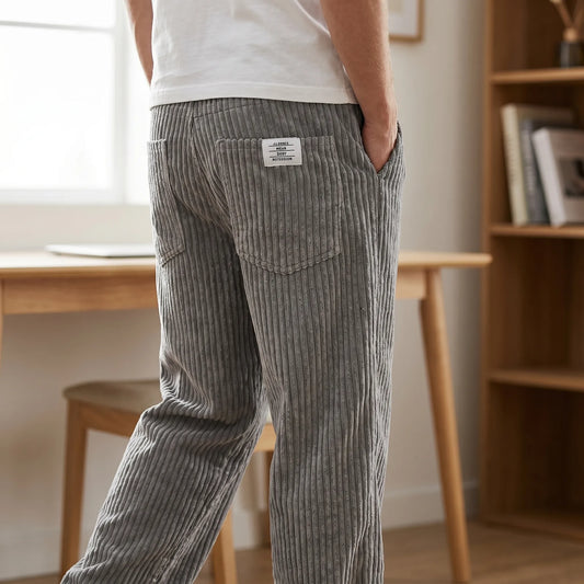Pantalón pana hombre cintura elástica corte amplio