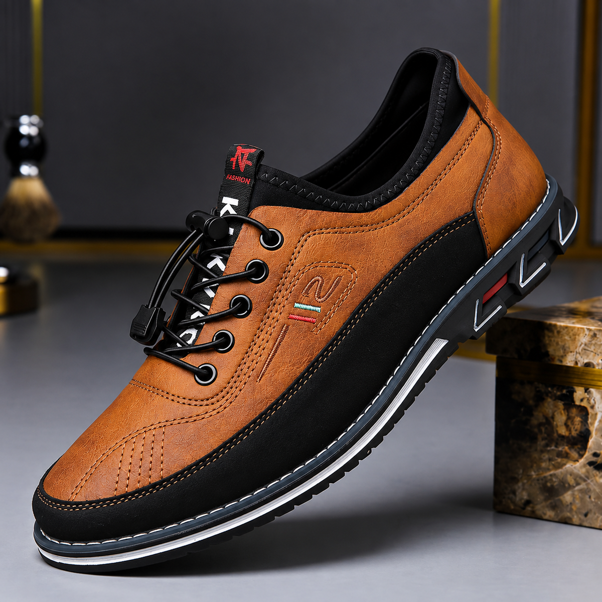 Zapatos sin cordones hombre efecto piel cómodos