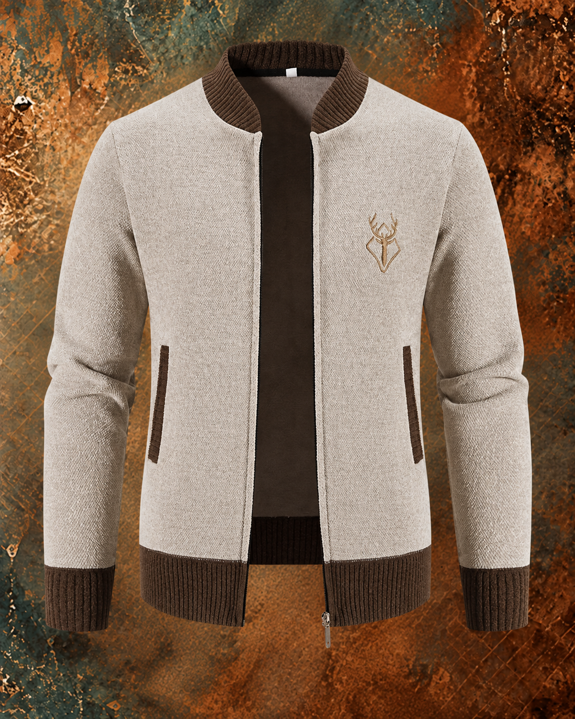 Chaleco punto hombre con detalle otoñal cálido