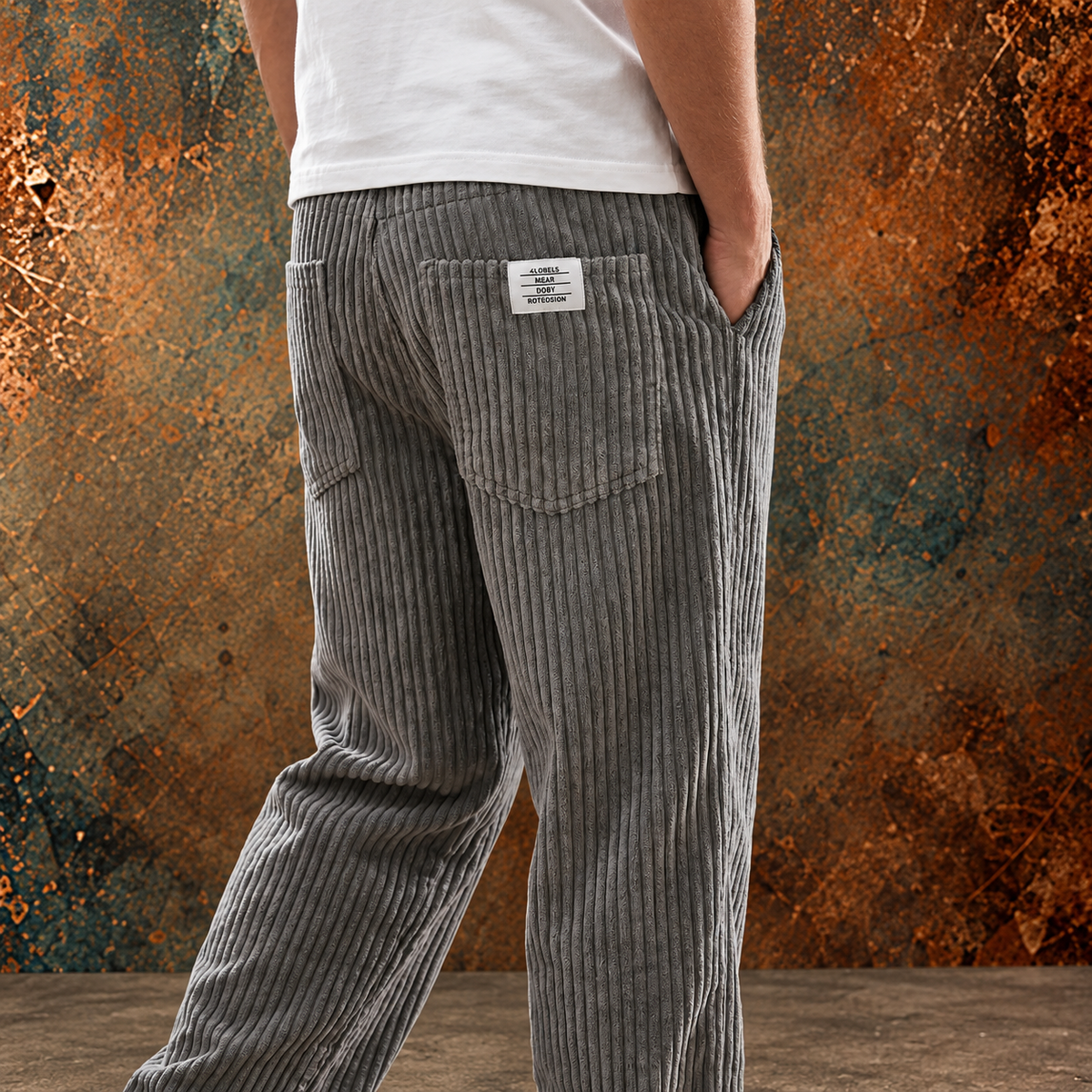 Pantalón pana hombre con cintura elástica corte holgado