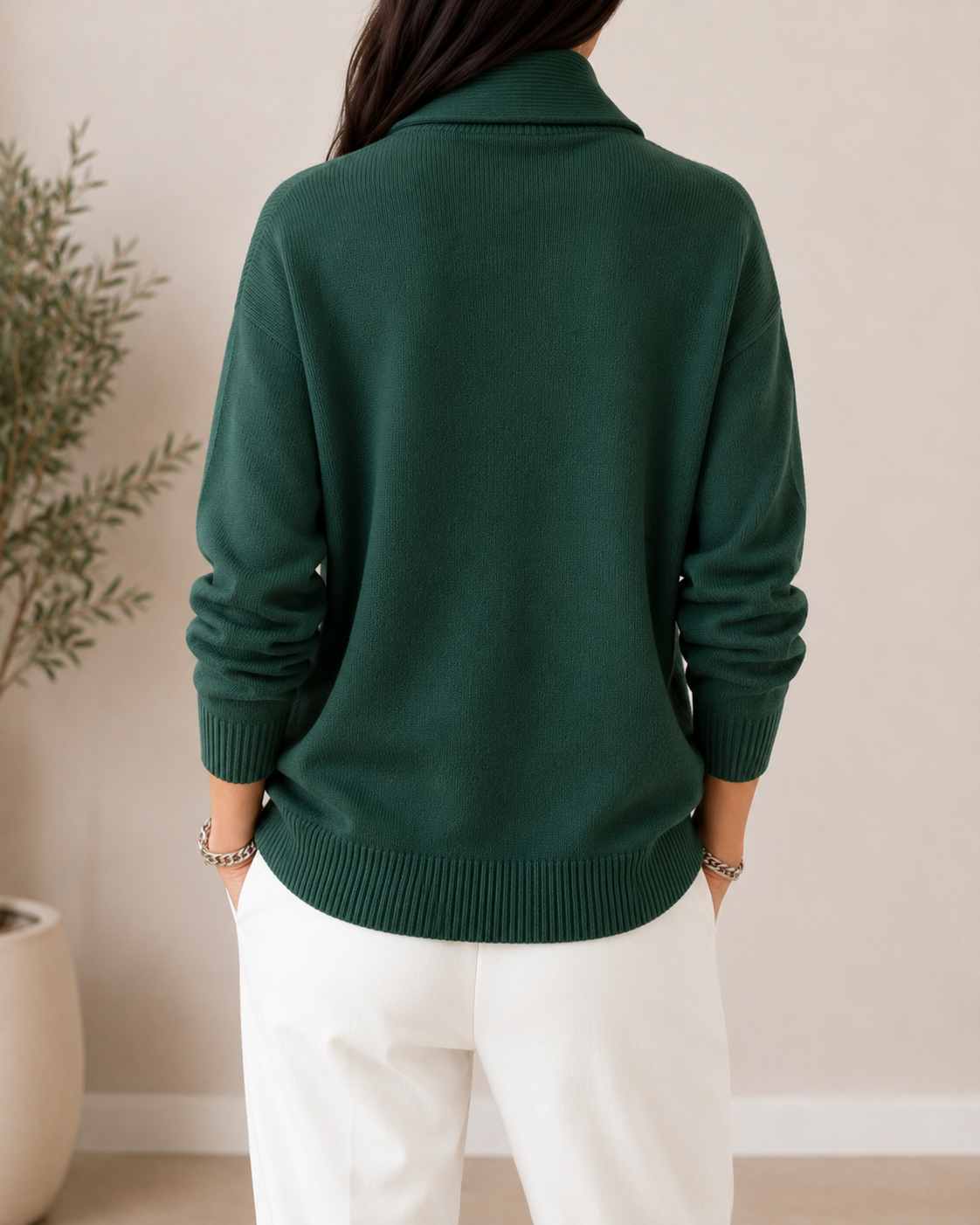Jersey cuello pico mujer de punto suave