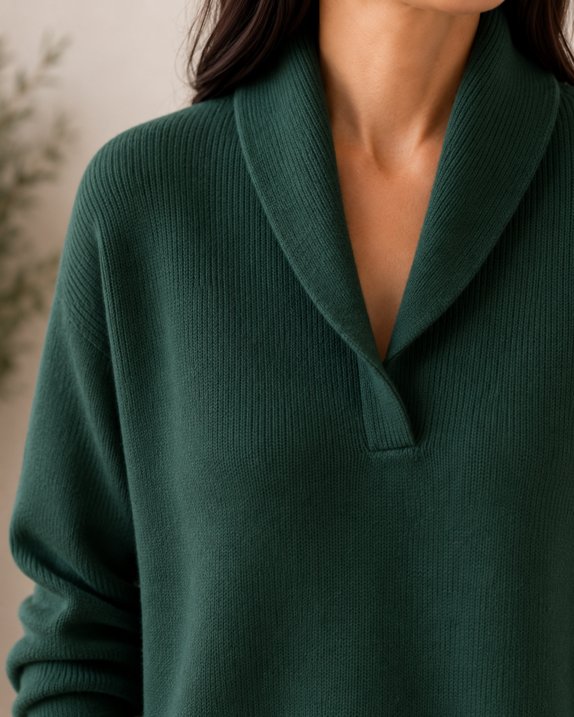 Jersey cuello pico mujer de punto suave
