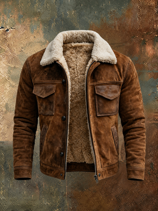 Chaqueta hombre efecto piel con forro sherpa vintage