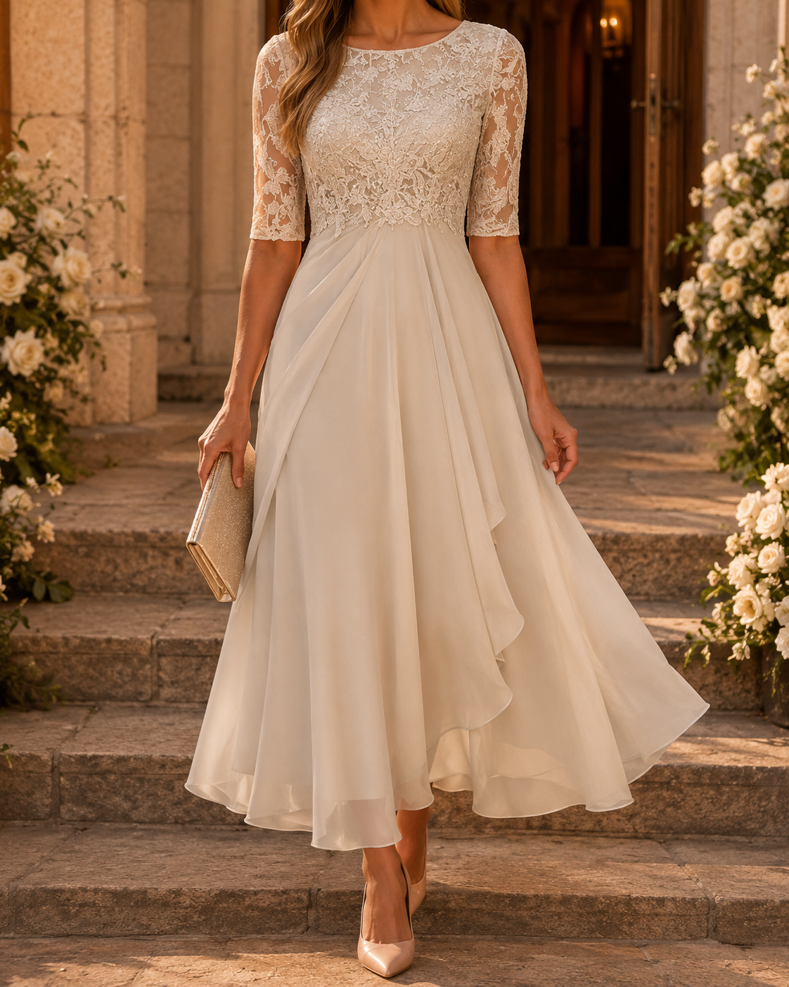 Rose | El Vestido Midi Favorecedor de Encaje