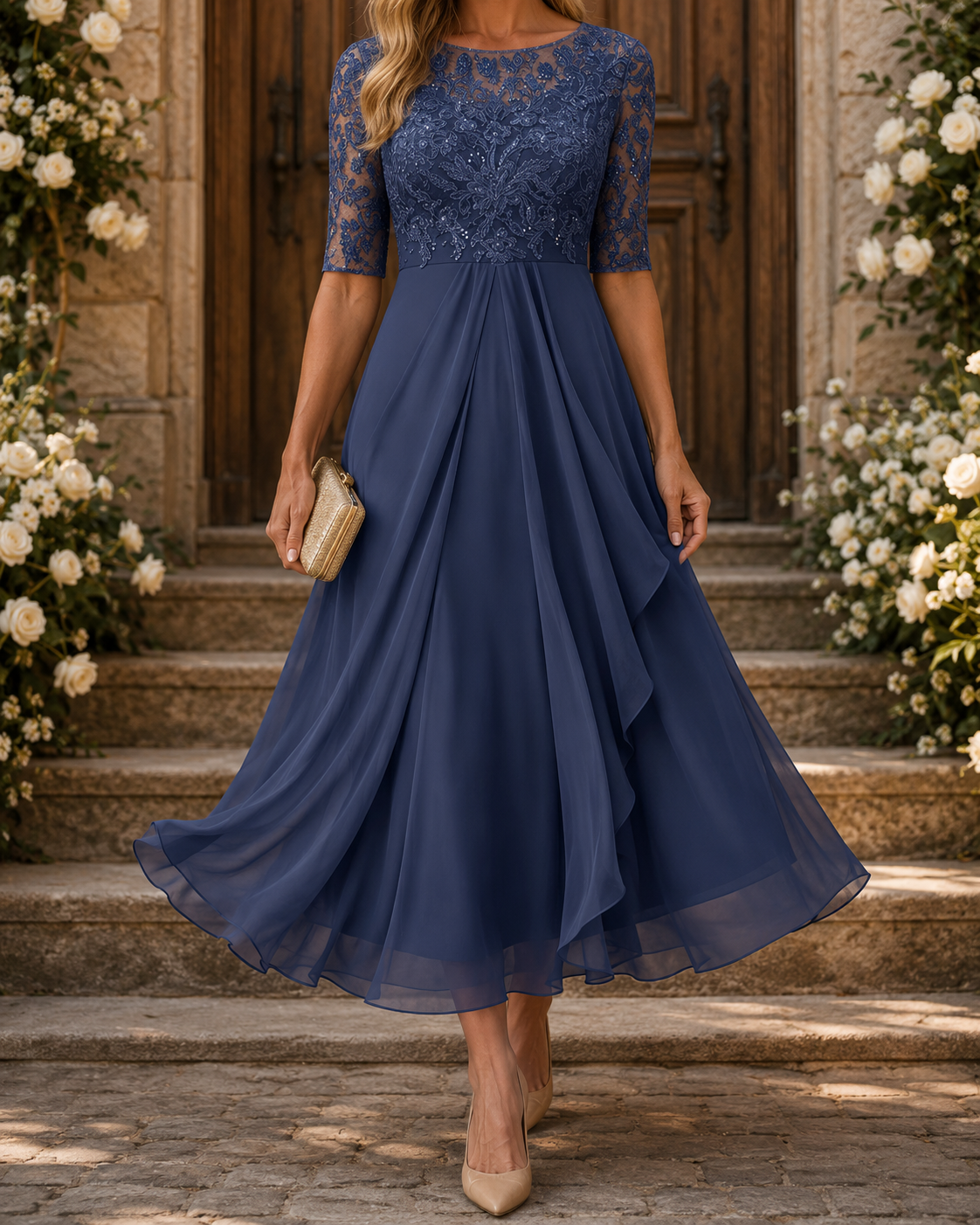 Rose | El Vestido Midi Favorecedor de Encaje