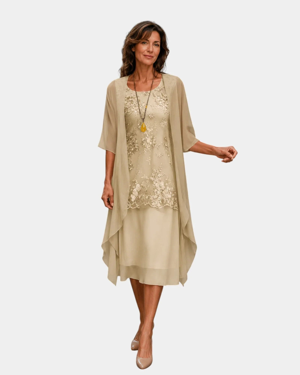 Mahélia | Vestido Elegante de Chiffon de Dos Piezas