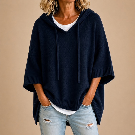 MIRELLA™ Poncho de Punto con Capucha