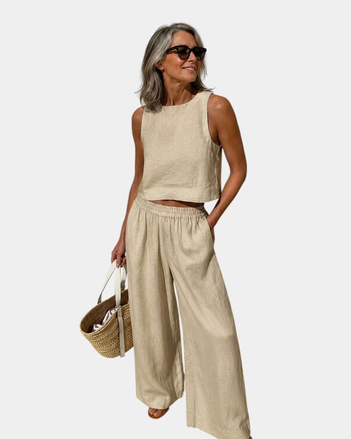 Shéhérazade | Conjunto de Blusa y Pantalón de Algodón y Lino