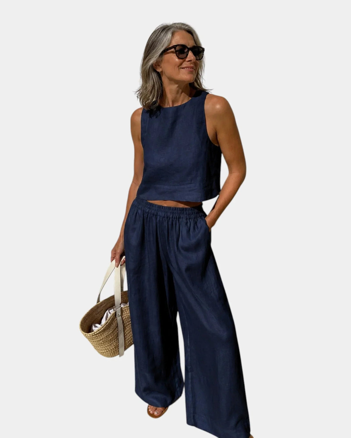 Shéhérazade | Conjunto de Blusa y Pantalón de Algodón y Lino