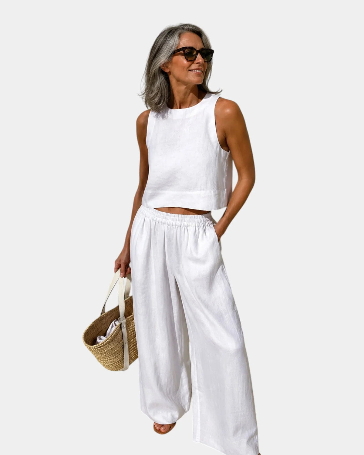 Shéhérazade | Conjunto de Blusa y Pantalón de Algodón y Lino