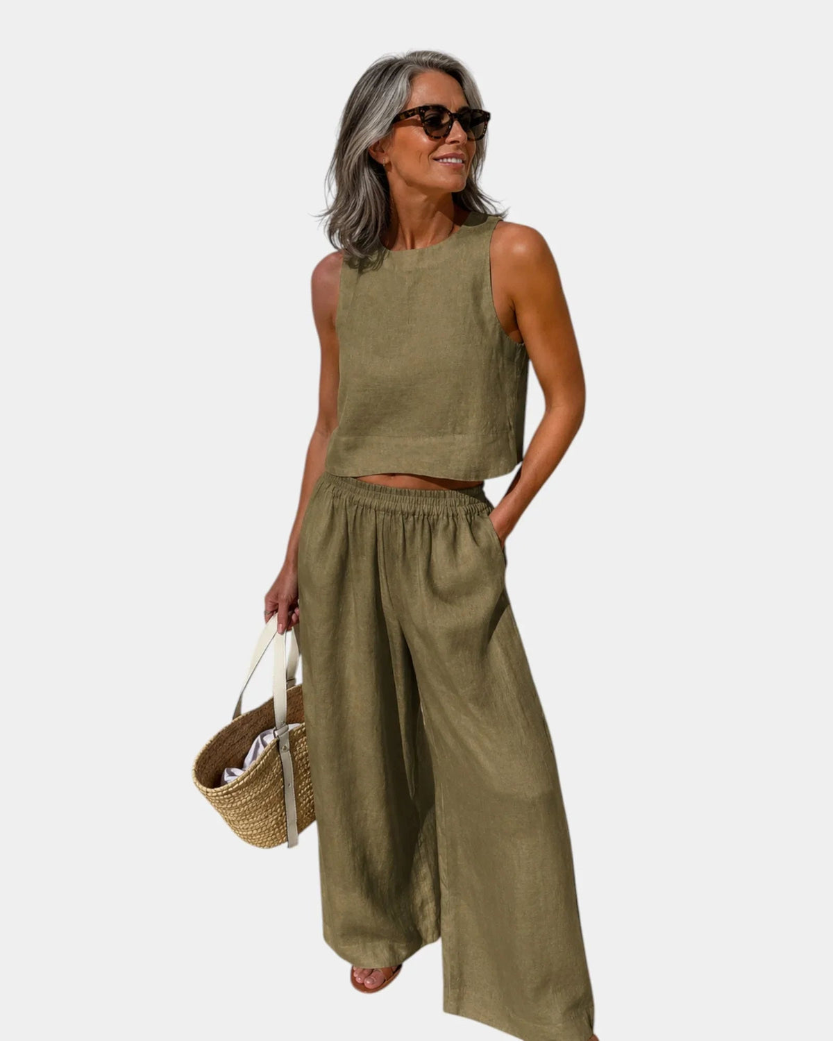 Shéhérazade | Conjunto de Blusa y Pantalón de Algodón y Lino