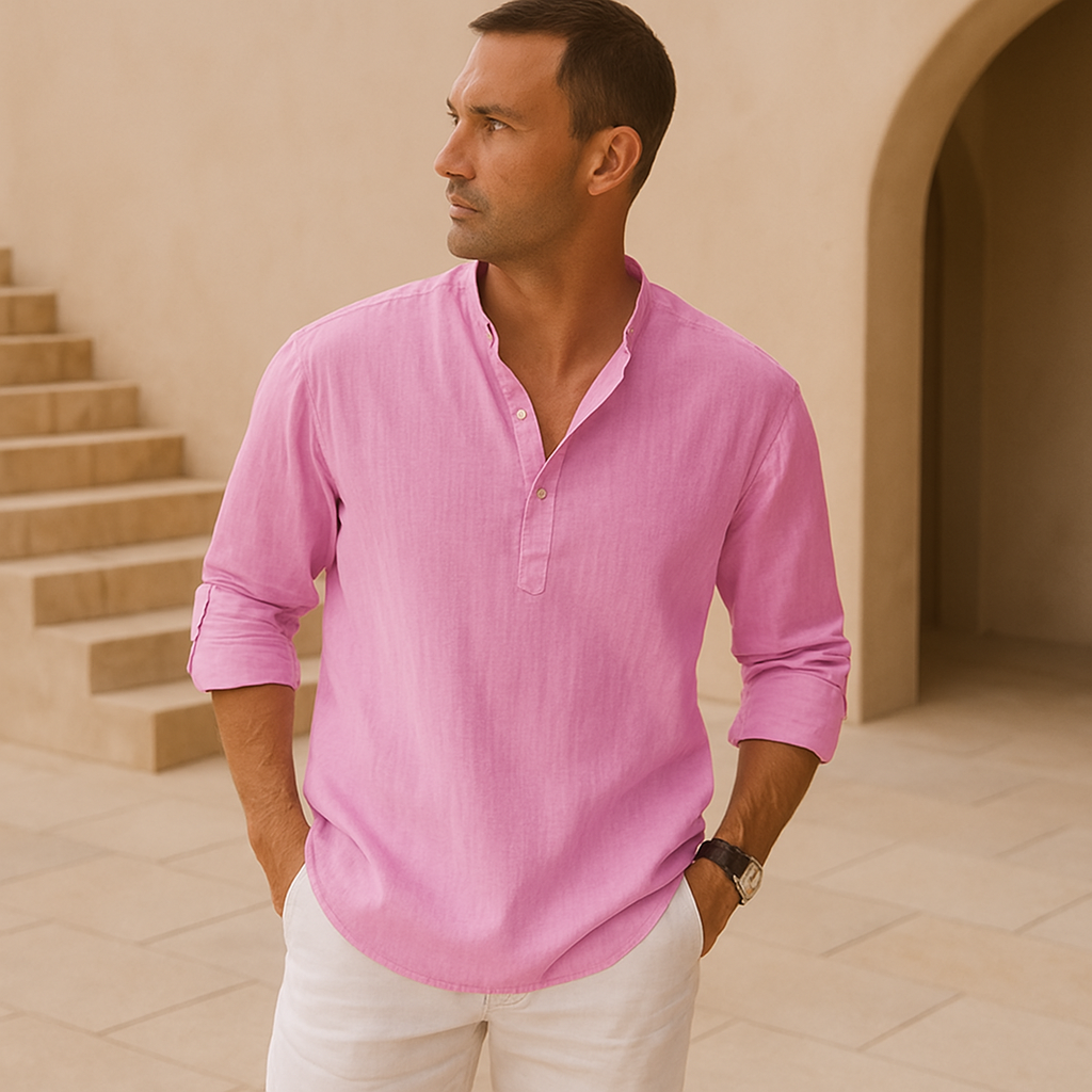 Azel | Camisa Henley de Algodón con Efecto Lino