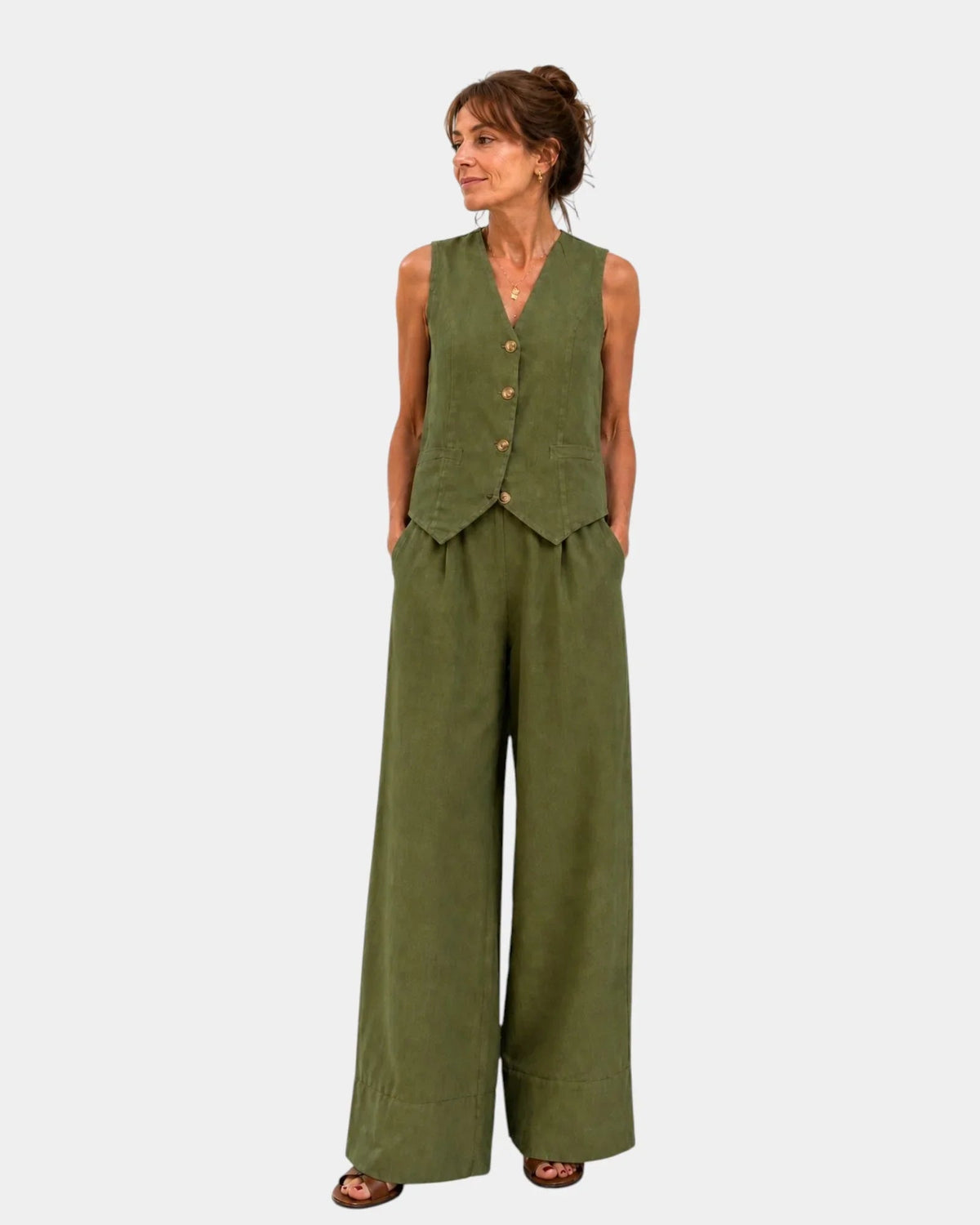 Assia | Conjunto de Chaleco sin Mangas y Pantalón