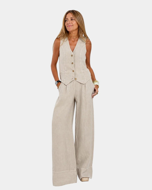 Assia | Conjunto de Chaleco sin Mangas y Pantalón