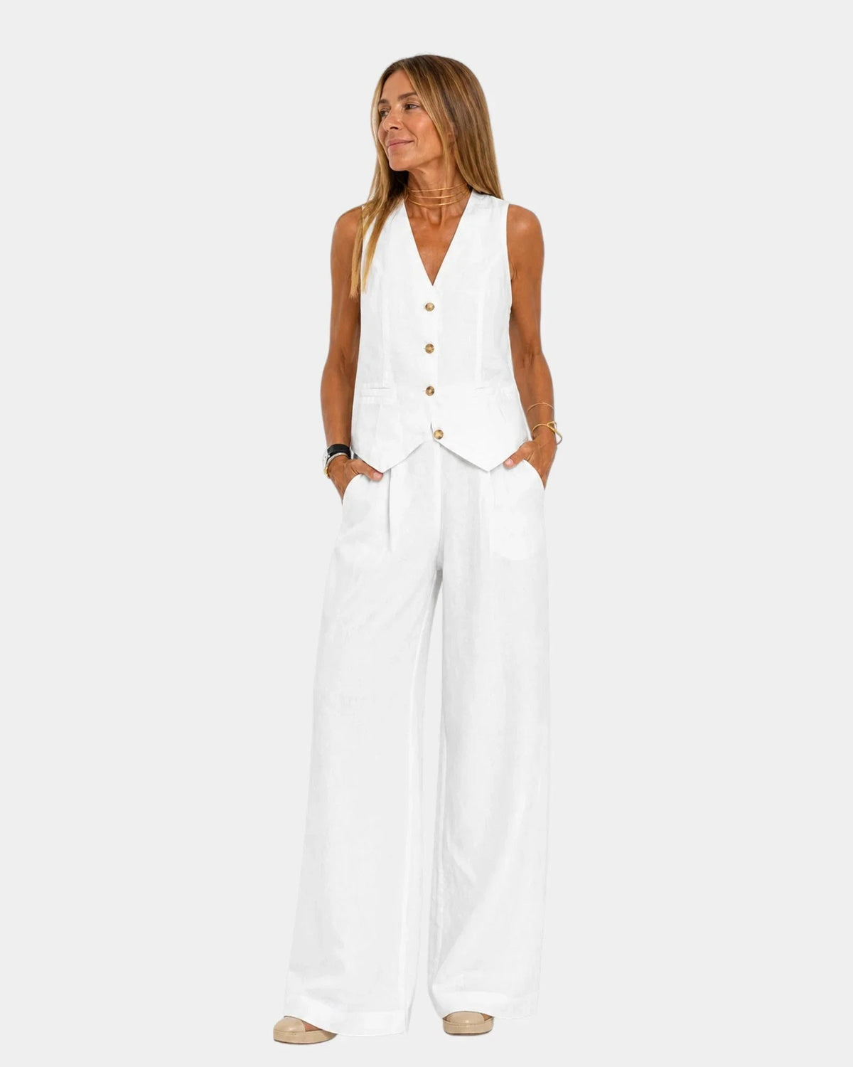 Assia | Conjunto de Chaleco sin Mangas y Pantalón