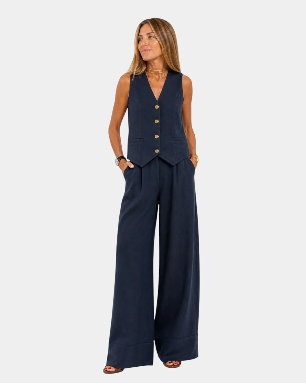 Assia | Conjunto de Chaleco sin Mangas y Pantalón