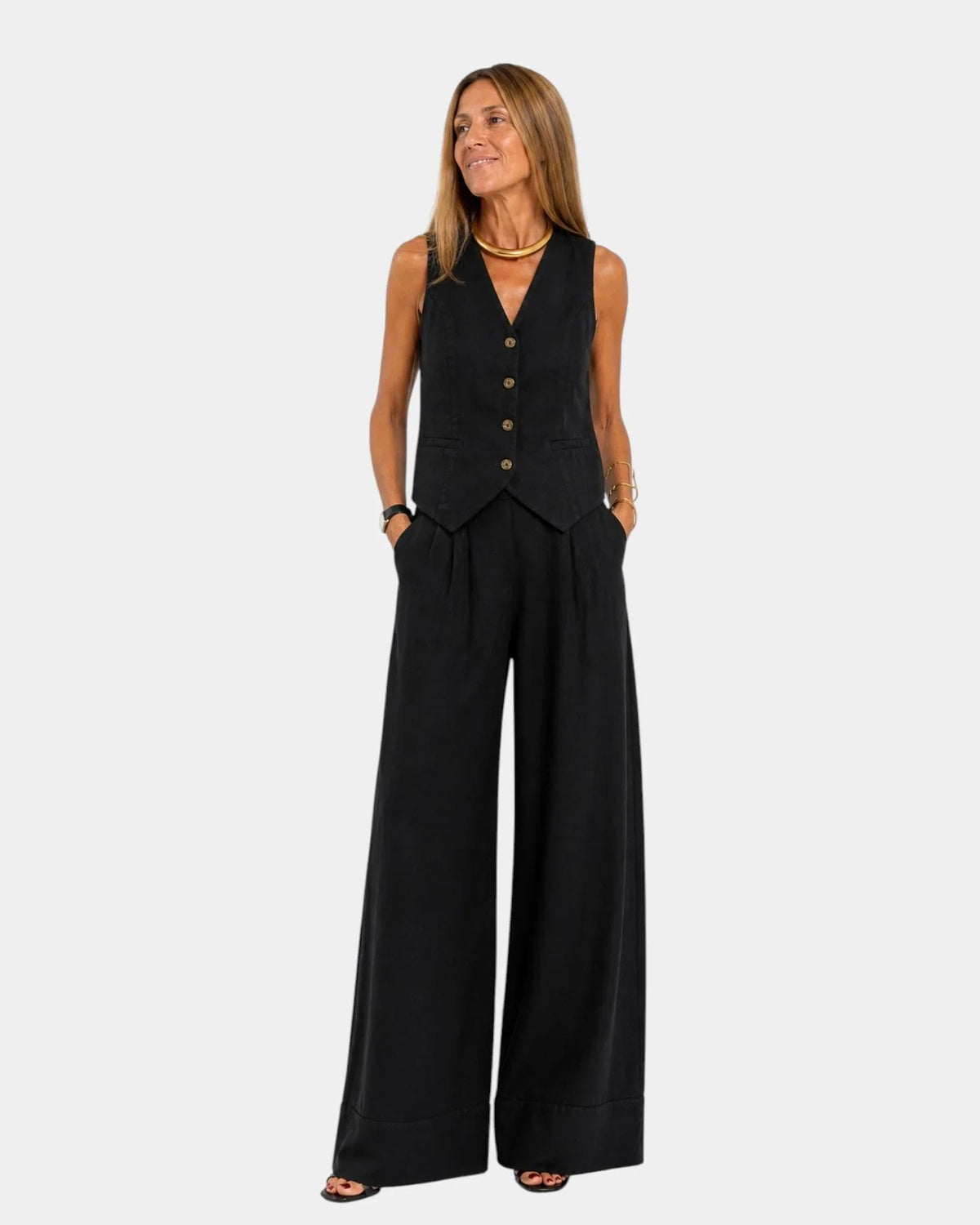 Assia | Conjunto de Chaleco sin Mangas y Pantalón