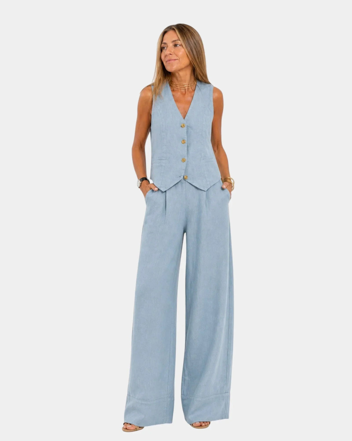 Assia | Conjunto de Chaleco sin Mangas y Pantalón