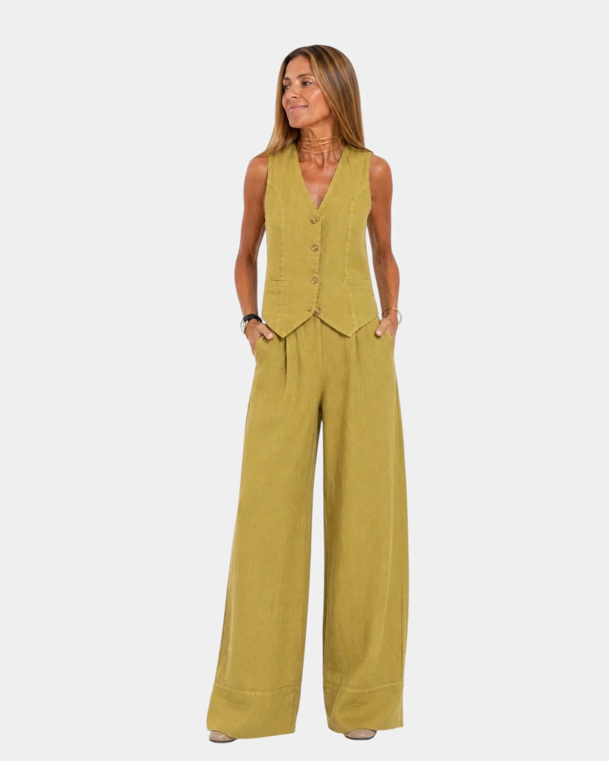 Assia | Conjunto de Chaleco sin Mangas y Pantalón