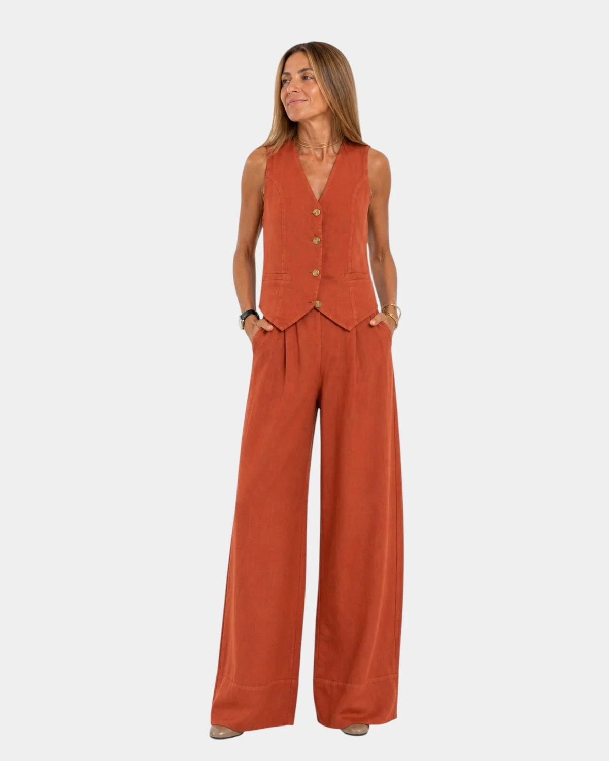 Assia | Conjunto de Chaleco sin Mangas y Pantalón