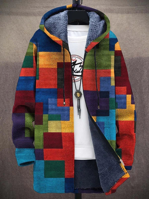 Cárdigan con capucha mujer estampado patchwork