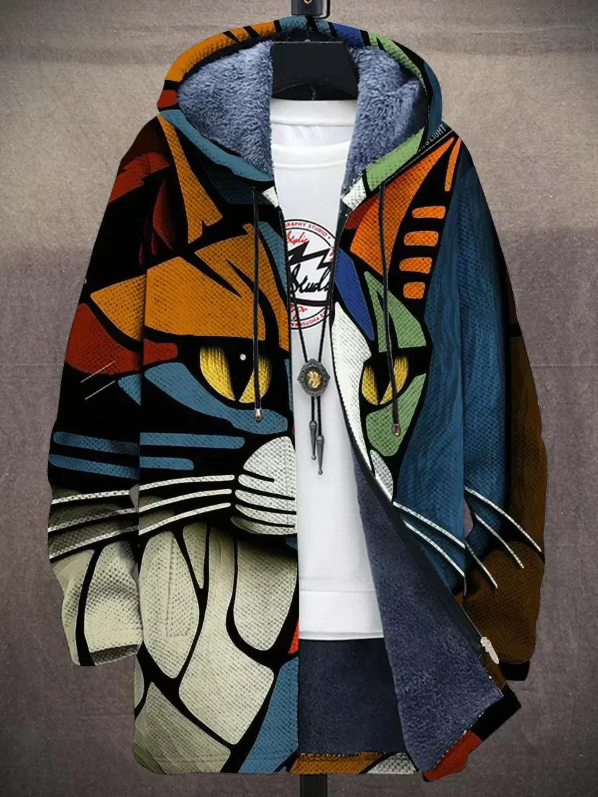 Cárdigan con capucha mujer estampado patchwork