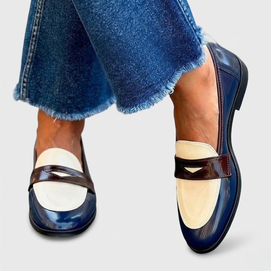 Mocasines mujer bicolor contraste estilo parisino
