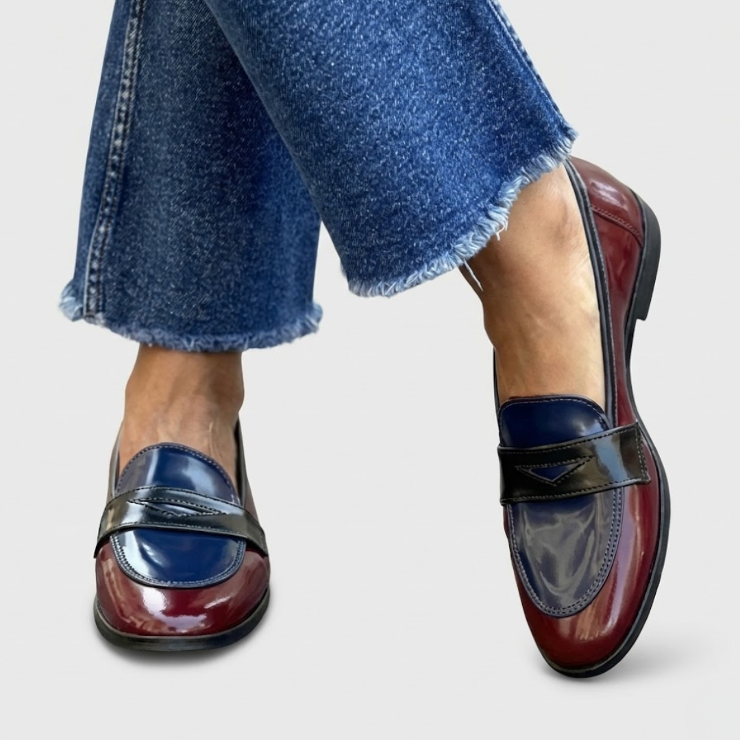 Mocasines mujer bicolor contraste estilo parisino