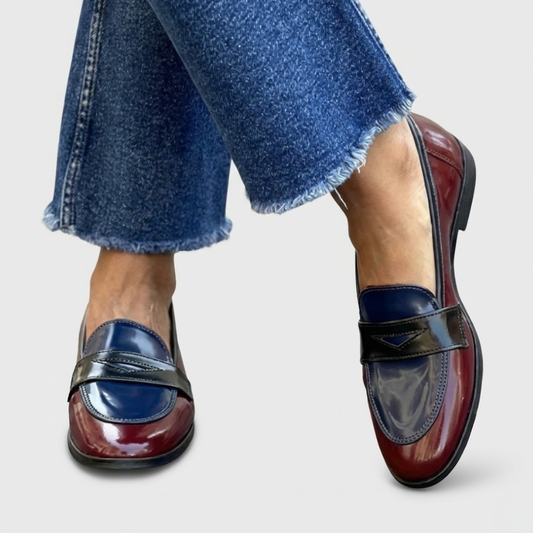 Mocasines mujer bicolor contraste estilo parisino