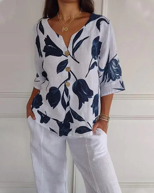 Eliana | Blusa Informal con Estampado de Flores