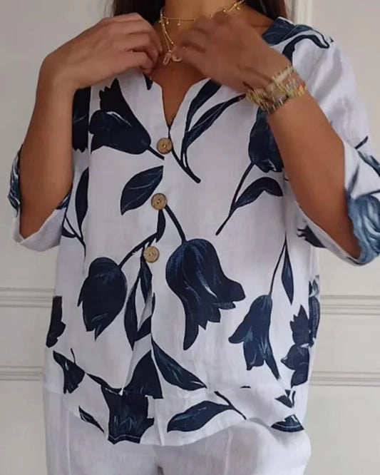 Eliana | Blusa Informal con Estampado de Flores
