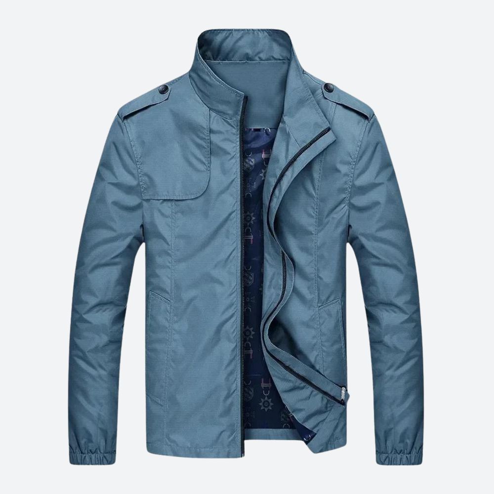 Chaqueta militar hombre ligera con cuello alto y cremallera