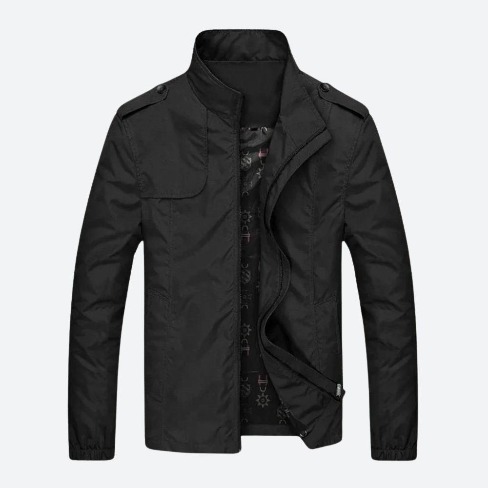 Chaqueta militar hombre ligera con cuello alto y cremallera