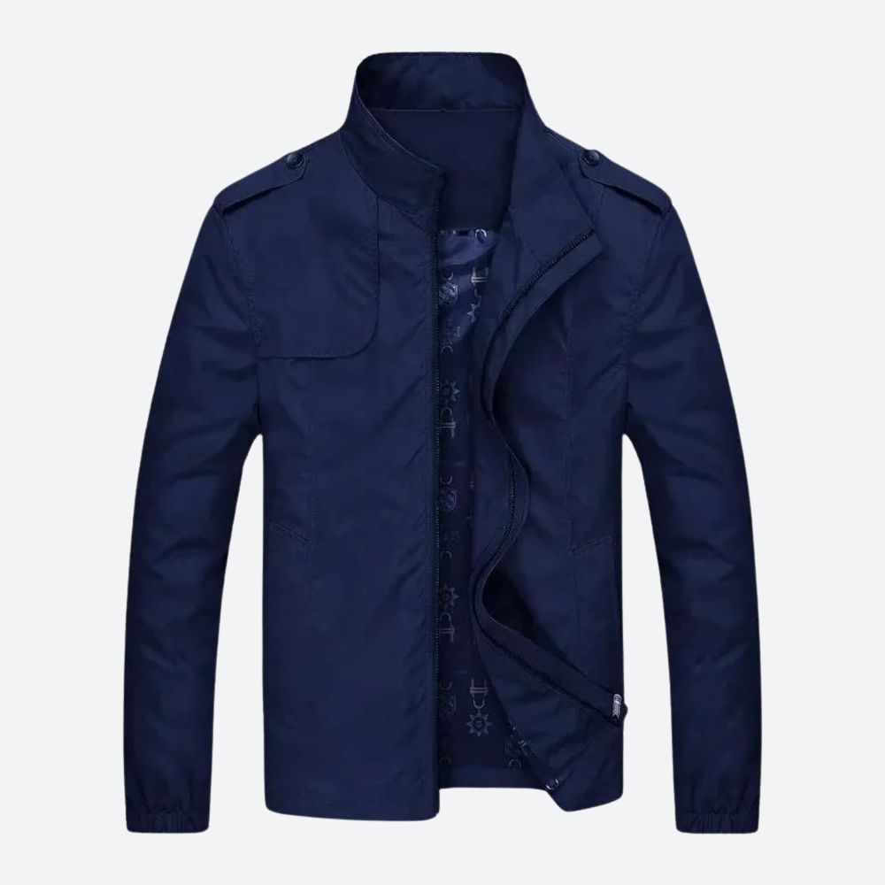 Chaqueta militar hombre ligera con cuello alto y cremallera