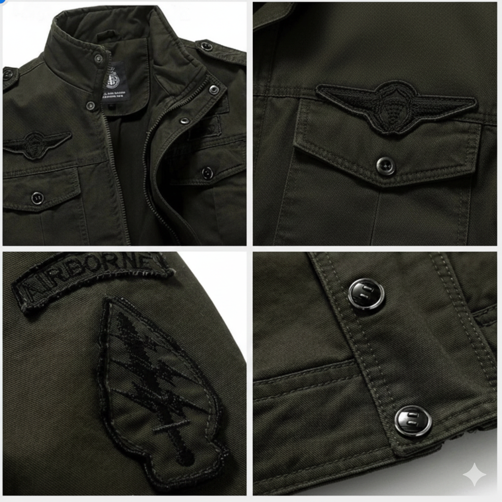 Chaqueta militar hombre estructurada con bolsillos