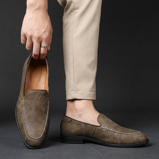 Mocasines hombre efecto piel flexibles pespunteados