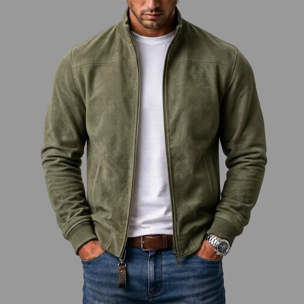 Bomber efecto ante hombre con detalles acanalados