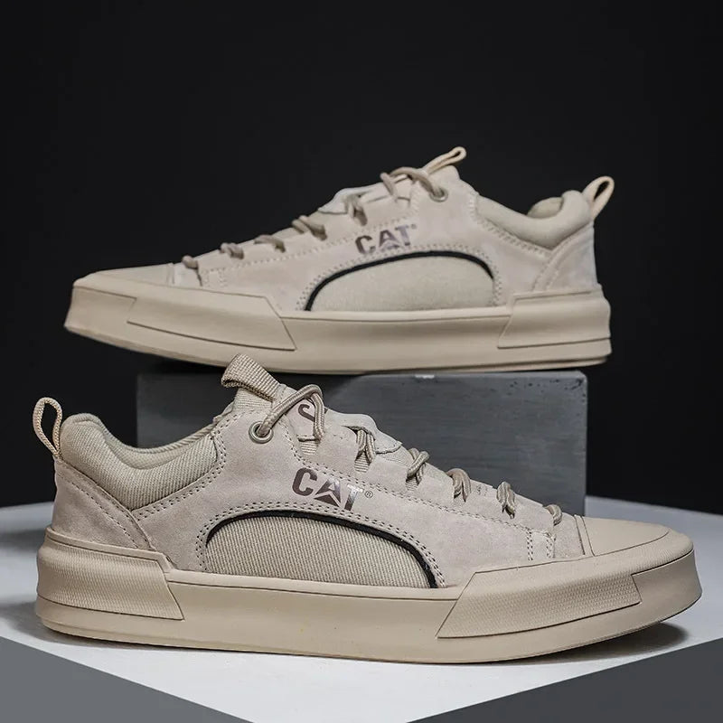 Zapatillas urbanas hombre efecto piel con malla transpirable