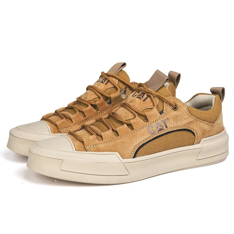 Zapatillas urbanas hombre efecto piel con malla transpirable