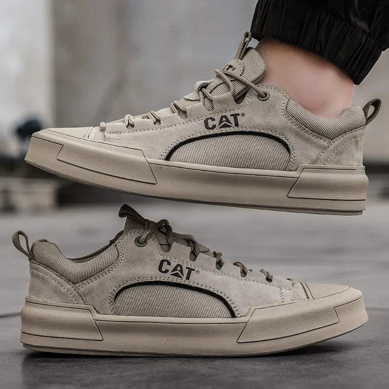 Zapatillas urbanas hombre efecto piel con malla transpirable