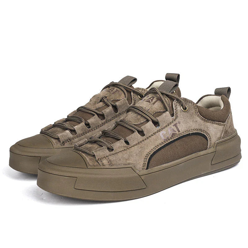 Zapatillas urbanas hombre efecto piel con malla transpirable