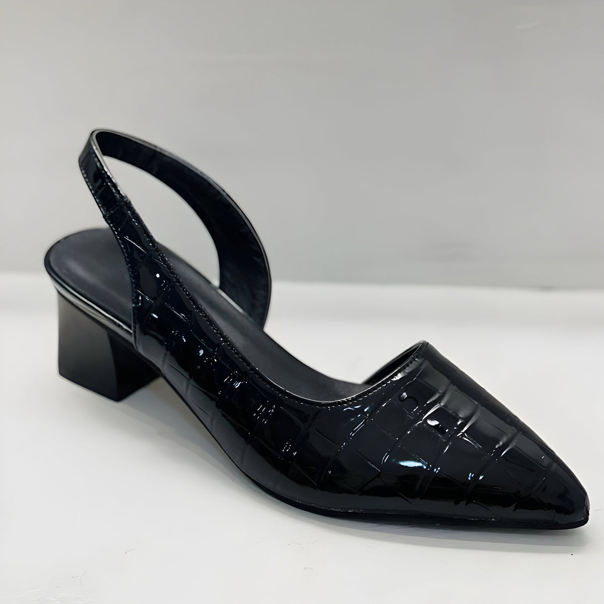 Zapatos tacón cómodos mujer puntera ancha efecto piel