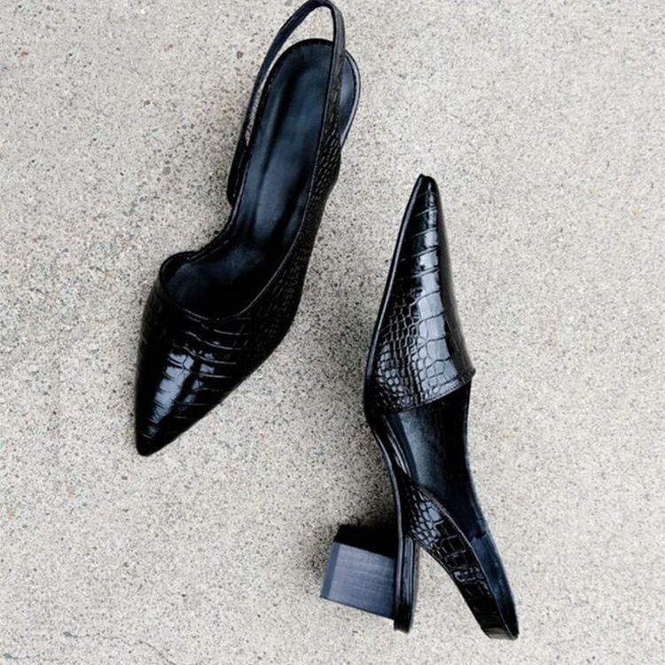 Zapatos tacón cómodos mujer puntera ancha efecto piel