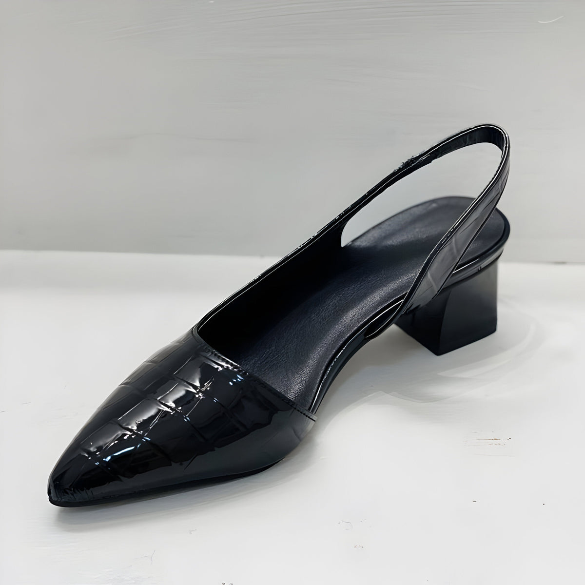 Zapatos tacón cómodos mujer puntera ancha efecto piel
