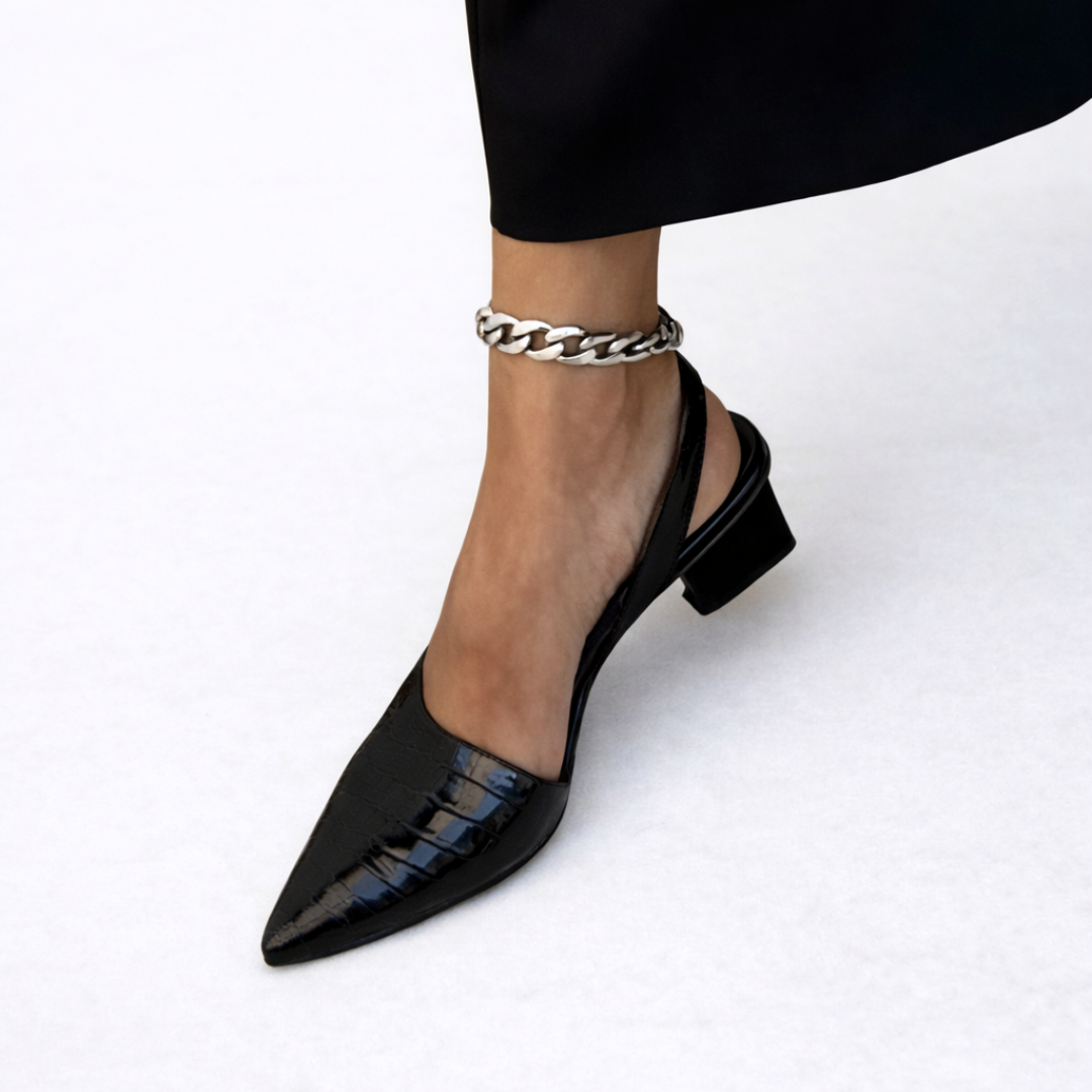 Zapatos tacón cómodos mujer puntera ancha efecto piel