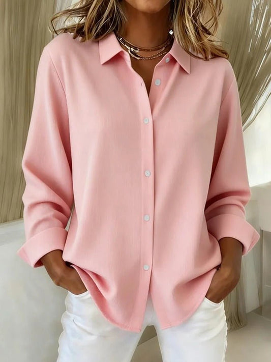 Camisa oversize larga mujer cuello clásico