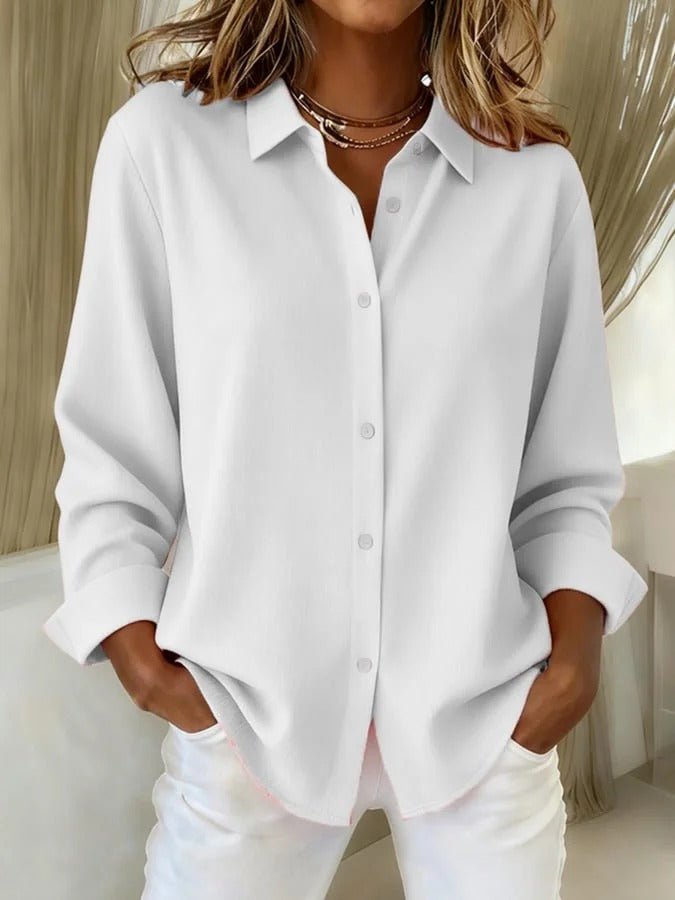 Camisa oversize larga mujer cuello clásico
