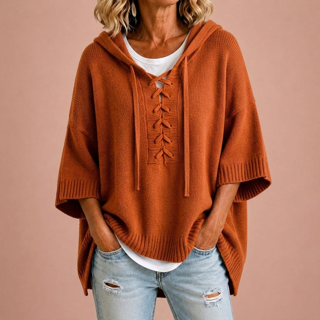 Poncho CLAUDIA de Punto con Capucha